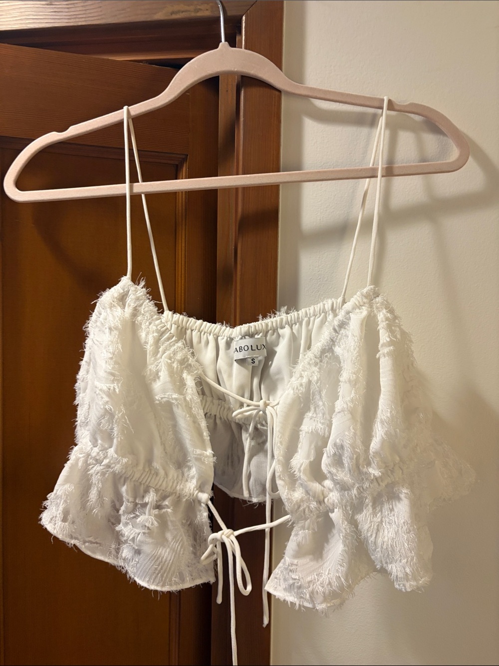 Sabo Skirt White Textured Tie-Front Crop